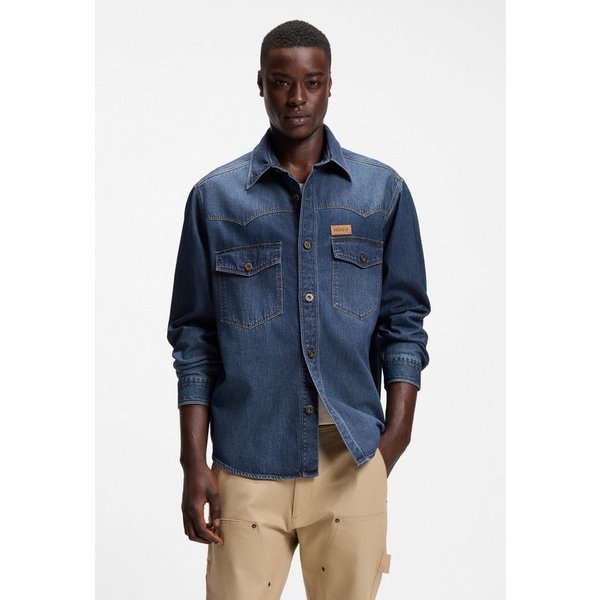 HUGO Jeanshemd Ebant Oversize Fit, reine Baumwolle