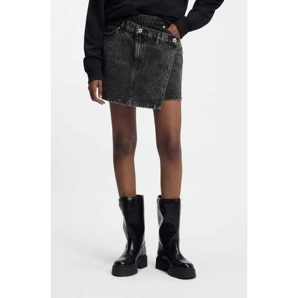 HUGO Jeansrock Galaxy mit asymmetrischem Bund, Mini-Länge