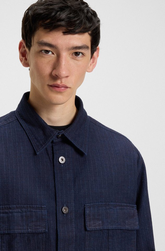 HUGO Langarmhemd Ebargo Kentkragen, oversize fit, Denim-Optik – Bild 2 von 5