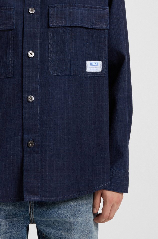 HUGO Langarmhemd Ebargo Kentkragen, oversize fit, Denim-Optik – Bild 3 von 5