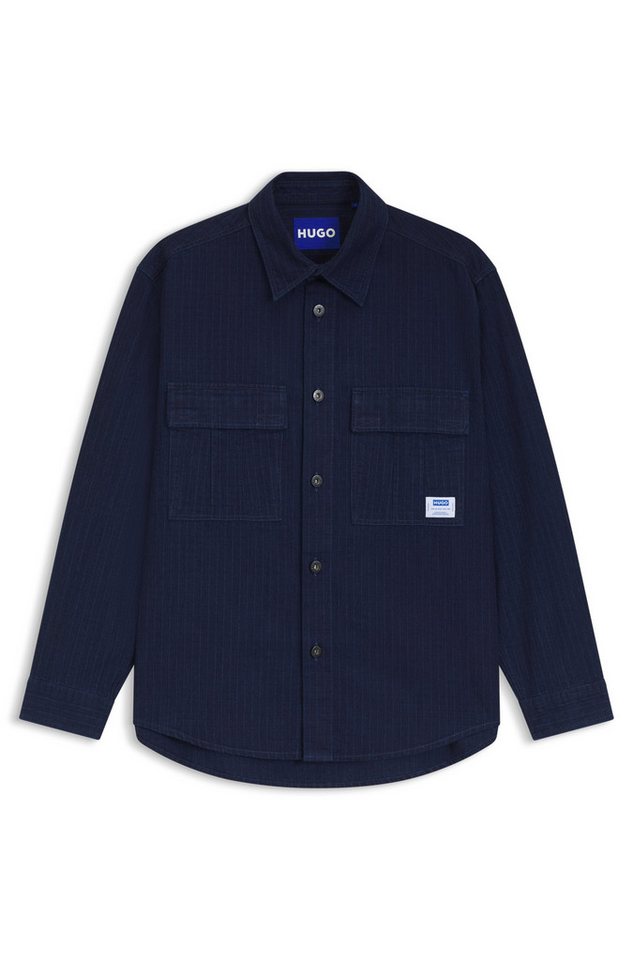 HUGO Langarmhemd Ebargo Kentkragen, oversize fit, Denim-Optik – Bild 5 von 5