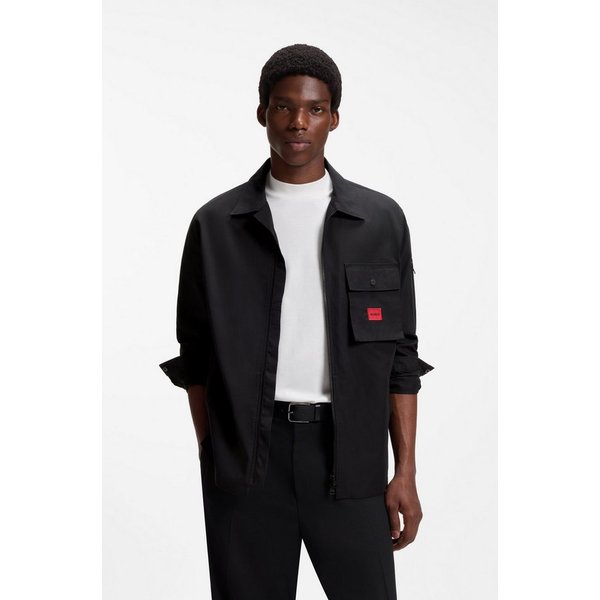 HUGO Langarmhemd Emmond Oversize Fit, 2-Wege-Zipper, Baumwoll-Mix