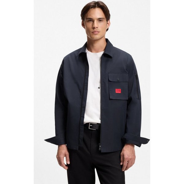 HUGO Langarmhemd Emmond Oversize Fit, 2-Wege-Zipper, Baumwoll-Mix