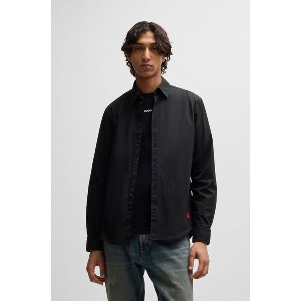 HUGO Langarmhemd Ermo Kentkragen, Slim Fit, Baumwoll-Mix