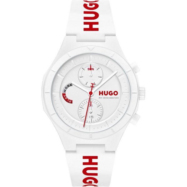 HUGO Multifunktionsuhr #LIT MULTI 1530406, Quarzuhr, Armbanduhr, Herrenuhr, Silikonarmband, analog