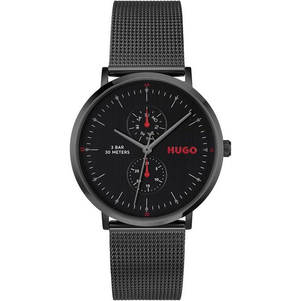 HUGO Multifunktionsuhr #STYLE 1530459, Quarzuhr, Armbanduhr, Herrenuhr, Edelstahlarmband, analog