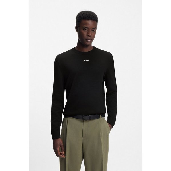 HUGO Rundhalspullover San Cassius-C2 Rundhalsausschnitt, Slim Fit, Feinstrick