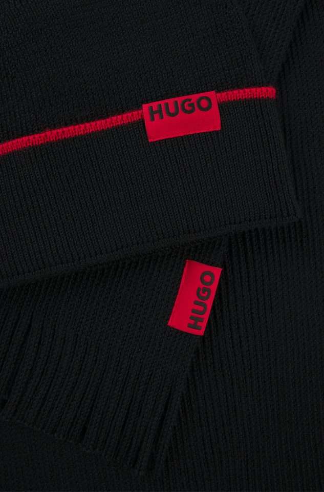 HUGO Schal Zaschel Set, (Set, 2-St. mit passender Mütze), aus Schurwollmix – Bild 4 von 5