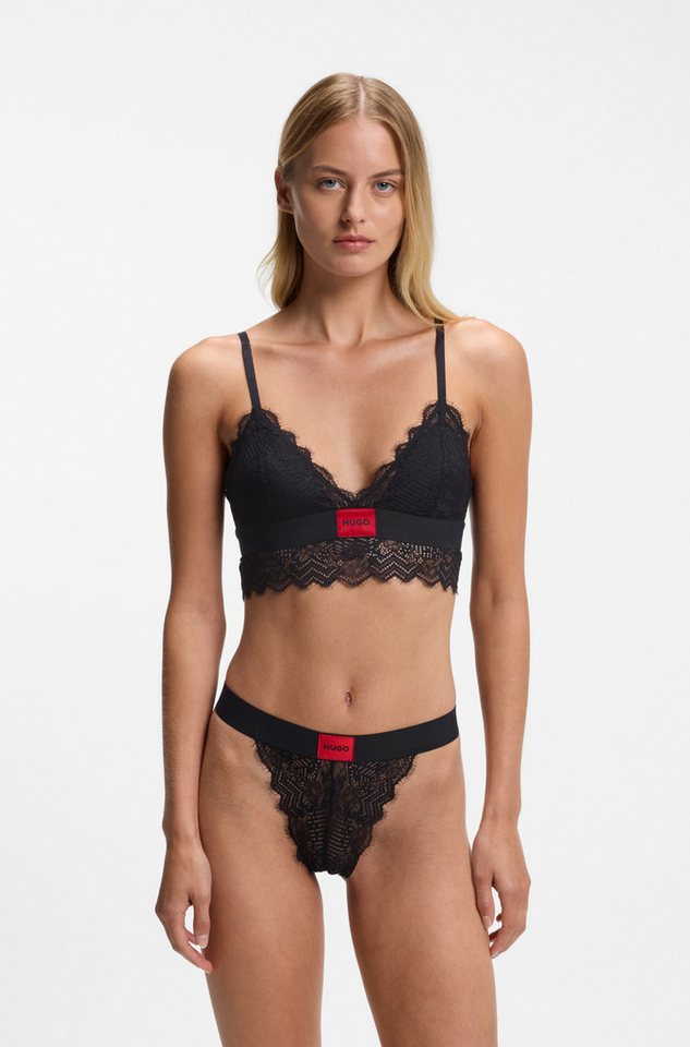 HUGO Slip BRIEF RL LACE aus Stretch-Spitze, mit Logoschriftzug auf dem Bund – Bild 3 von 5
