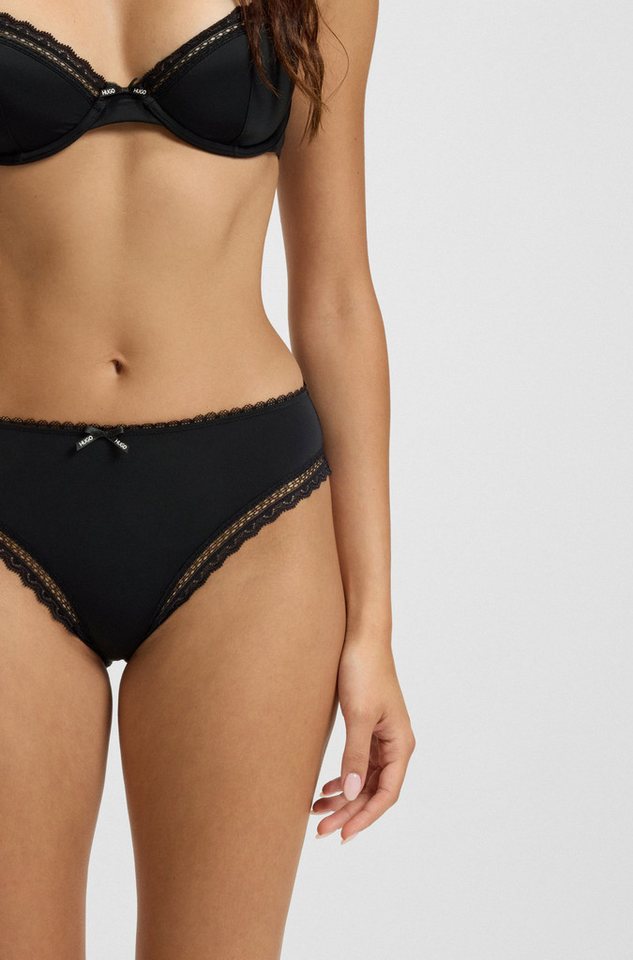 HUGO Slip mit Spitzenbesatz, mittlere Bundhöhe, Microfaserqualität – Bild 3 von 5