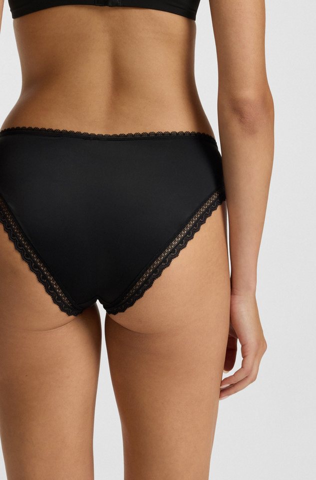HUGO Slip mit Spitzenbesatz, mittlere Bundhöhe, Microfaserqualität – Bild 4 von 5