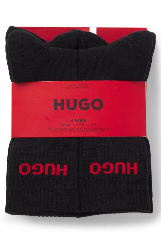 HUGO Socken 6P QS RIB LOGO CC (Packung, 6-Paar, 6er Pack) mit eingestricktem HUGO Logo – Bild 2 von 4