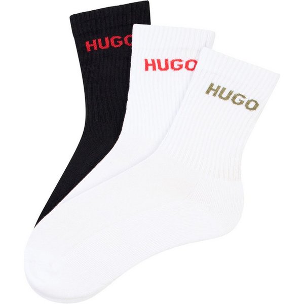 HUGO Socken 6P QS RIB LOGO CC (Packung, 6-Paar, 6er Pack) mit eingestricktem HUGO Logo