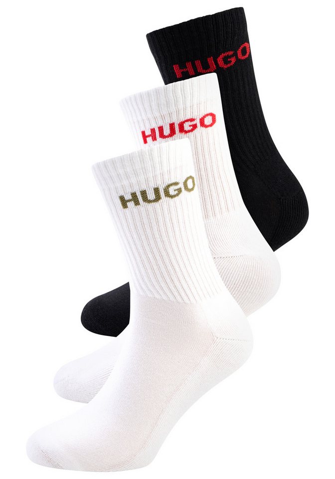HUGO Socken 6P QS RIB LOGO CC (Packung, 6-Paar, 6er Pack) mit eingestricktem HUGO Logo – Bild 2 von 2