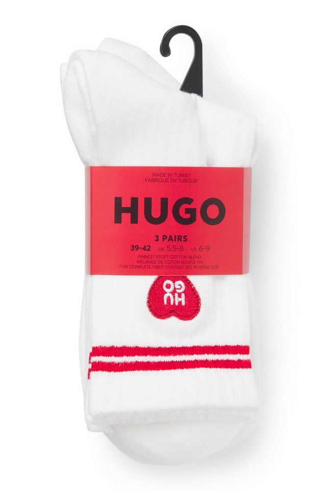 HUGO Socken (Packung, 3-Paar) verstärkte Fersen- und Zehenpartie, gerippte Details – Bild 3 von 5