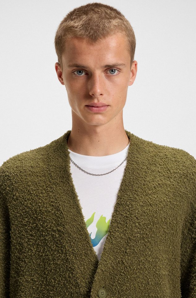 HUGO Strickjacke Sonou V-Ausschnitt, Oversized fit, Bouclé-Strick – Bild 2 von 5