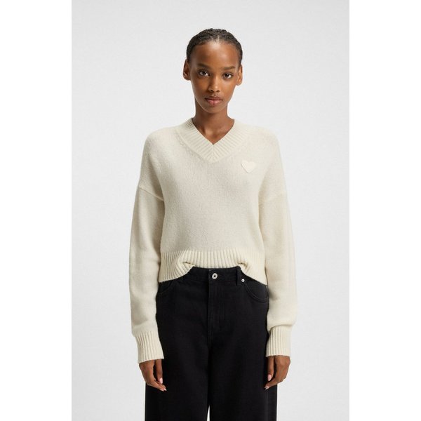 HUGO Strickpullover Scutie in Cropped-Länge, Schurwoll-Anteil, Relaxed Fit