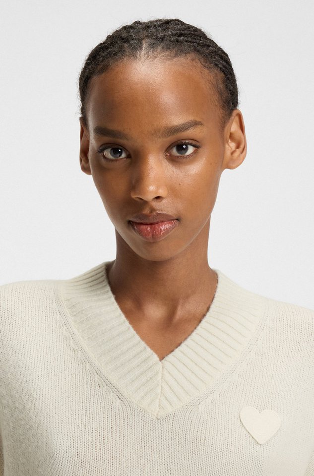 HUGO Strickpullover Scutie in Cropped-Länge, Schurwoll-Anteil, Relaxed Fit – Bild 2 von 5