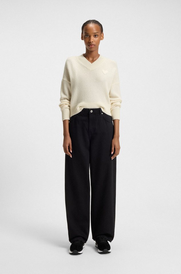 HUGO Strickpullover Scutie in Cropped-Länge, Schurwoll-Anteil, Relaxed Fit – Bild 3 von 5