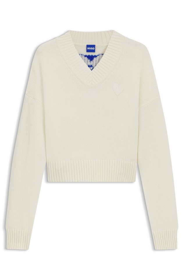 HUGO Strickpullover Scutie in Cropped-Länge, Schurwoll-Anteil, Relaxed Fit – Bild 4 von 5
