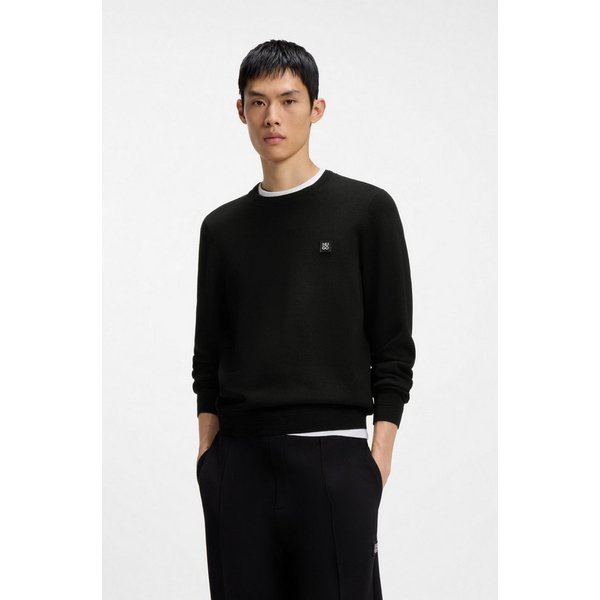 HUGO Strickpullover Setallo Metal Logo Feinstrick, Viskose-Mix, Regular Fit