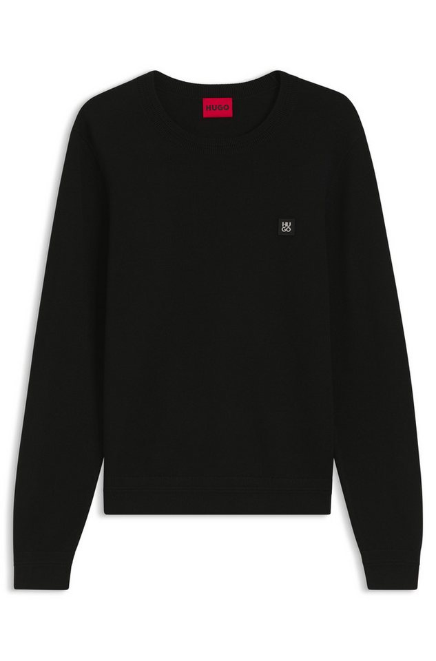 HUGO Strickpullover Setallo Metal Logo Feinstrick, Viskose-Mix, Regular Fit – Bild 4 von 5
