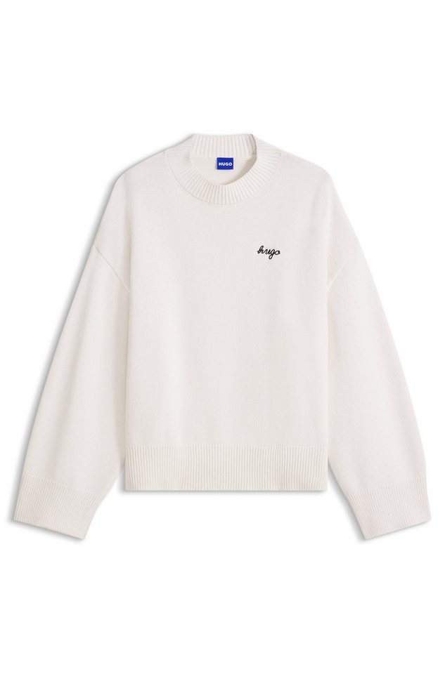 HUGO Strickpullover Shenny mit Stehkragen, Oversize Fit, Stickerei – Bild 4 von 5