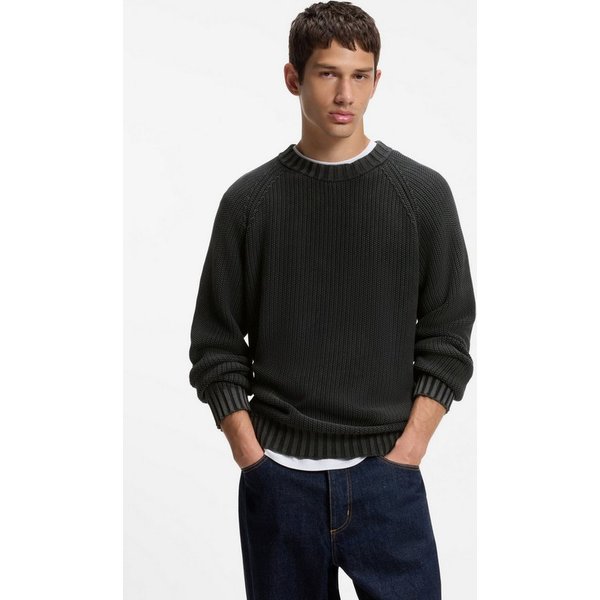 HUGO Strickpullover Sondye Strukturierter Rippenstrick aus reiner Baumwolle, Relaxed Fit