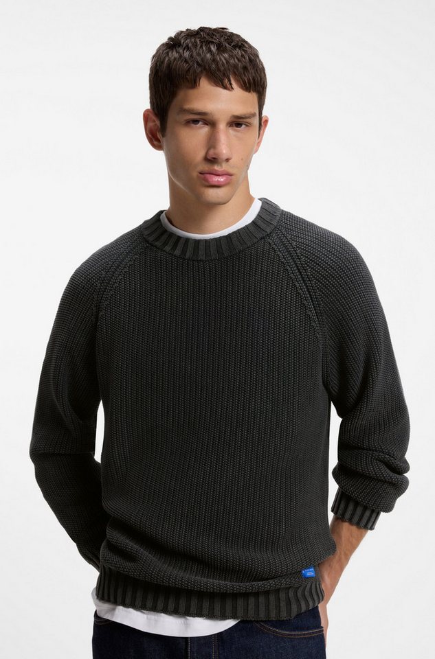 HUGO Strickpullover Sondye Strukturierter Rippenstrick aus reiner Baumwolle, Relaxed Fit – Bild 2 von 5