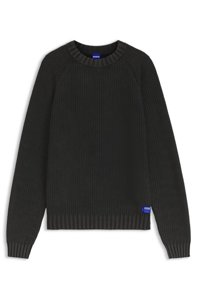 HUGO Strickpullover Sondye Strukturierter Rippenstrick aus reiner Baumwolle, Relaxed Fit – Bild 4 von 5