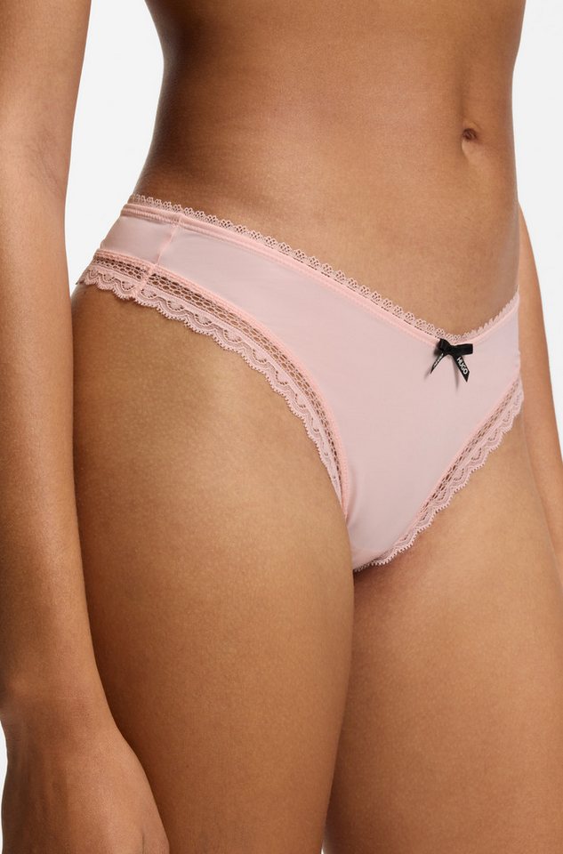 HUGO String elegante Spitzenbesätze, Logo-Schleife, mittlere Bundhöhe – Bild 2 von 5