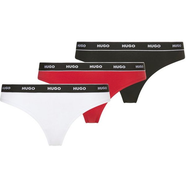 HUGO String TRIPLET THONG STRIPE elastischer Bund mit Logo, enganliegend
