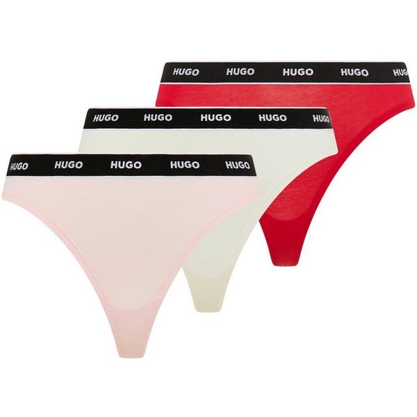 HUGO String TRIPLET THONG STRIPE elastischer Bund mit Logo, enganliegend