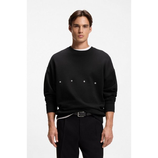 HUGO Sweatshirt Darislong Rundhalsausschnitt, Oversize Fit, gesticker Logoschriftzug