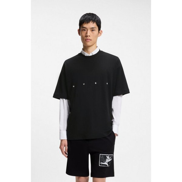 HUGO T-Shirt Dariso Basic, Oversize Fit, reine Baumwolle
