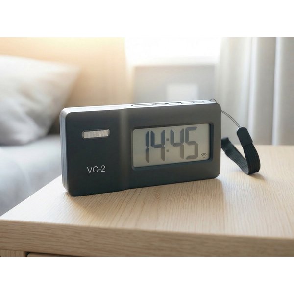 HUMANTECHNIK Funk-Reisewecker VC-2, 85 dB extra laut, starke Vibration, Blitzlicht