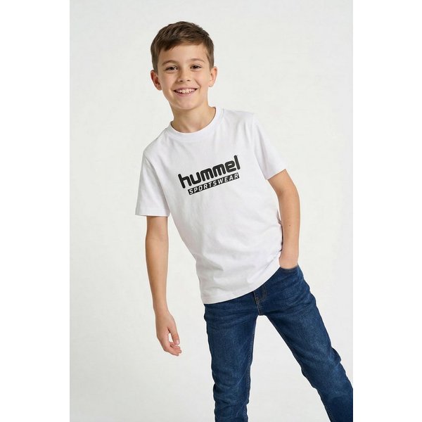 hummel T-Shirt mit geradem Abschluss, aus Baumwolle, normale Länge
