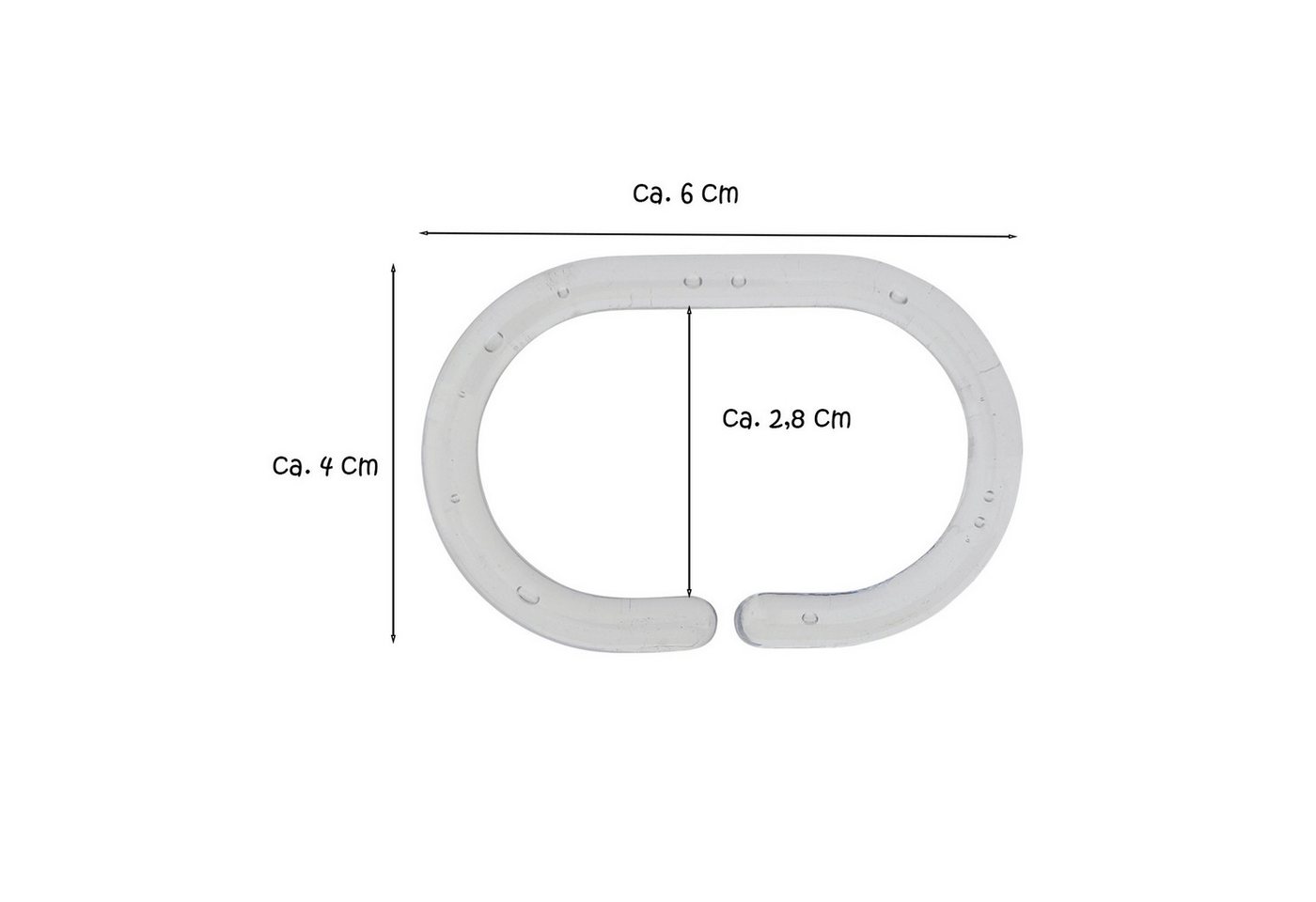 HundB Duschvorhangringe 12 Duschvorhanghaken transparent für Bad Vorhangringe, (Stück, 12-St., Ersatzhaken für Duschvorhang), Haken Ringe Aufhänger Clips Halter – Bild 3 von 5