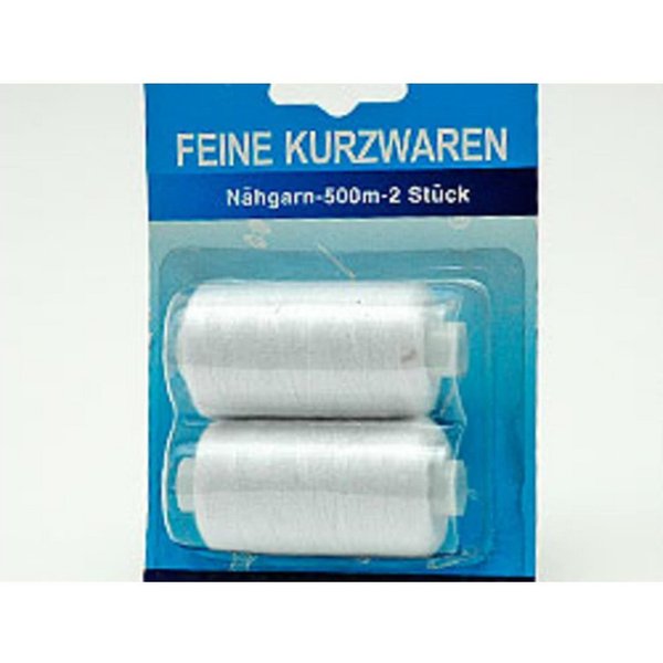 HundB Nähgarn Polyester Weiß 2x 500m Nähgarn, (Rollen, 2-St., Nähgarn), Nähfaden Garn Spule Weiß Polyestergarn Textilfaden Schneidergarn