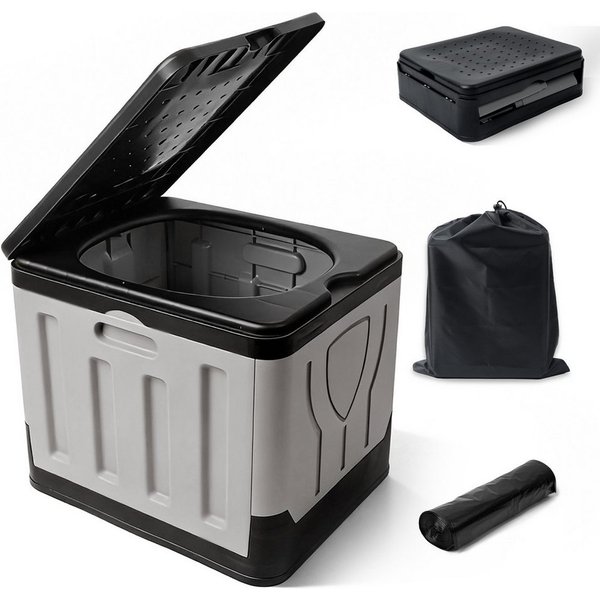 Huracan Campingtoilette Faltbare, Tragbare Mobile Toilette bis 100 kg Belastbarkeit, (Kompakte Reise-WC mit Aufbewahrungstasche, und Müllbeuteln), geeignet für 