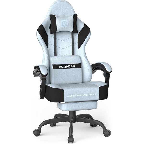 Huracan Gaming-Stuhl PC Stuhl,Gaming Sessel,mit Kopfstütze,Lumbarstütze,Fußstütze (Ergonomischer Gaming-Stuhl,90°–135° Neigung), 360° Drehbarer,ergonomisch Game