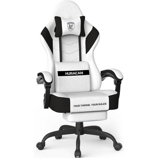 Huracan Gaming-Stuhl PC Stuhl,Gaming Sessel,mit Kopfstütze,Lumbarstütze,Fußstütze (Ergonomischer Gaming-Stuhl,90°–135° Neigung), 360° Drehbarer,ergonomisch Game