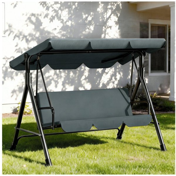 Huracan Hollywoodschaukel 3-Sitzer, Gartenschaukel mit Verstellbarem Sonnendach, 3-Sitzer, 193*110*152cm, UV-Schutz Wetterfest, Schaukelbank 220kg Belastbar