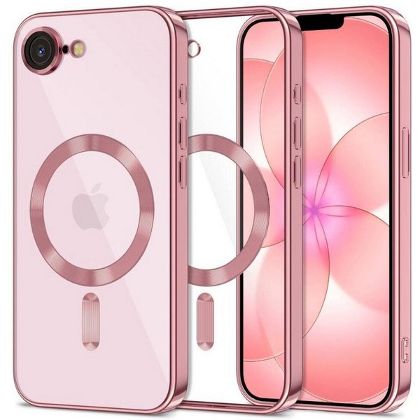 Hurtel Handyhülle MagFlex Mag kompatibel mit Apple iPhone 17e Roségold mit Magnetring, Transparente Hülle mit Magnetring und Kameraschutz