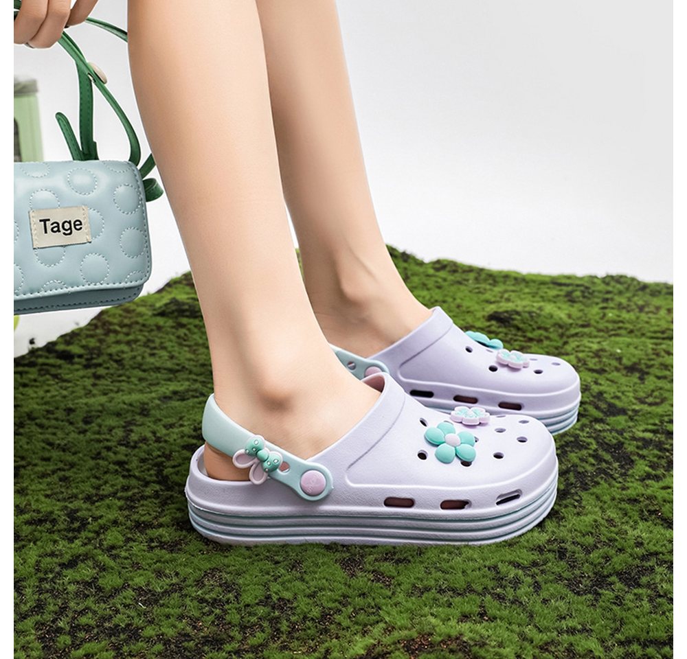 HUSK'SWARE Clog (Damen Blumen Clogs Sommer Freizeit) Leichte, atmungsaktive Clogs Rutschfeste Sandalen aus EVA-Material – Bild 5 von 5