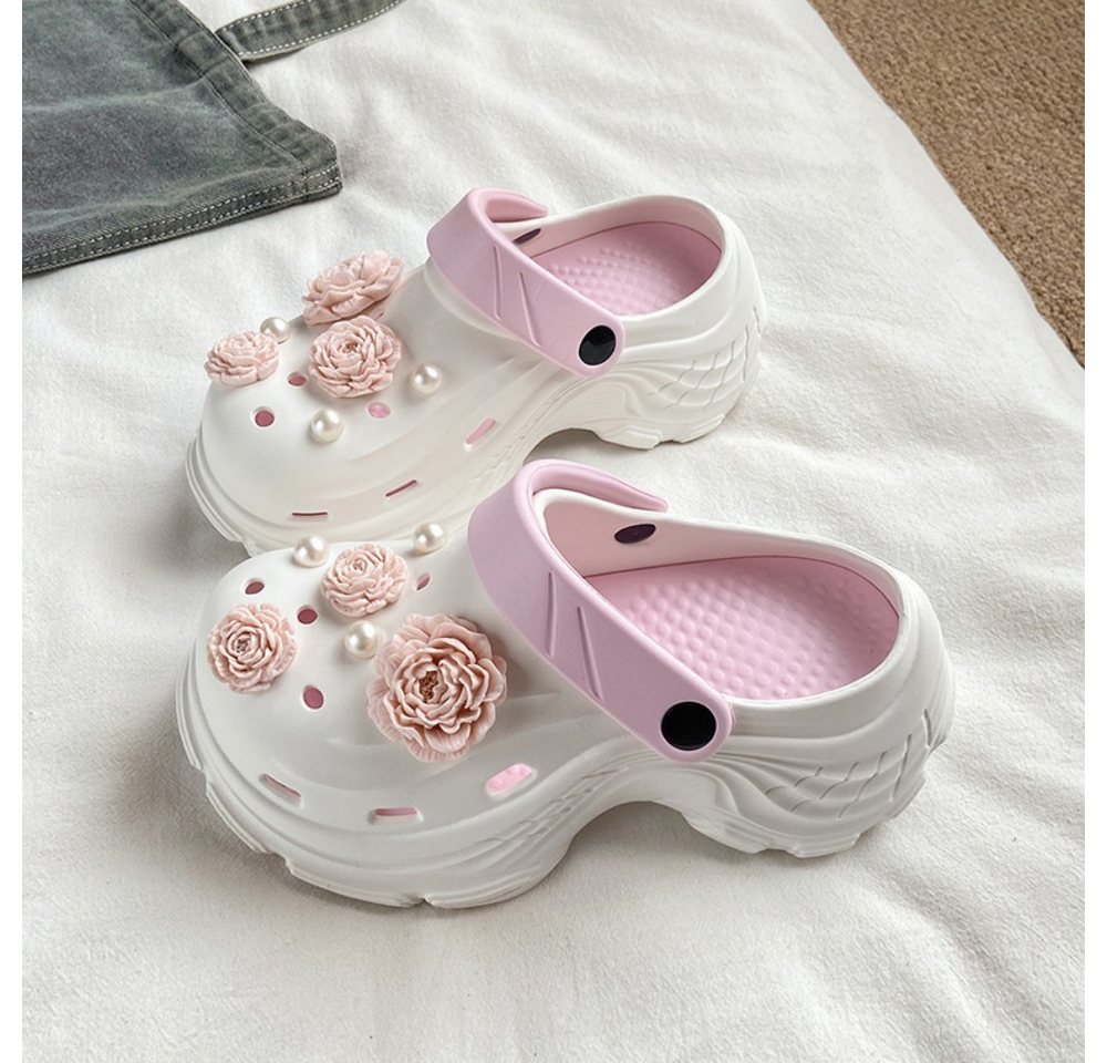 HUSK'SWARE Damen Clogs mit Blumen & Perlen Clog (Süßes Blumen-Design, Leicht & bequem) Weiches & flexibles EVA-Material Rutschfeste Sohle – Bild 2 von 5