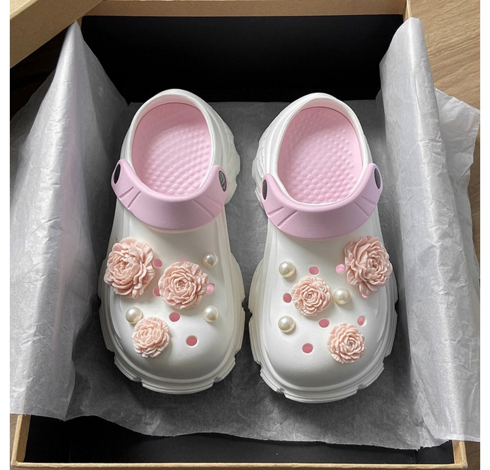 HUSK'SWARE Damen Clogs mit Blumen & Perlen Clog (Süßes Blumen-Design, Leicht & bequem) Weiches & flexibles EVA-Material Rutschfeste Sohle – Bild 3 von 5
