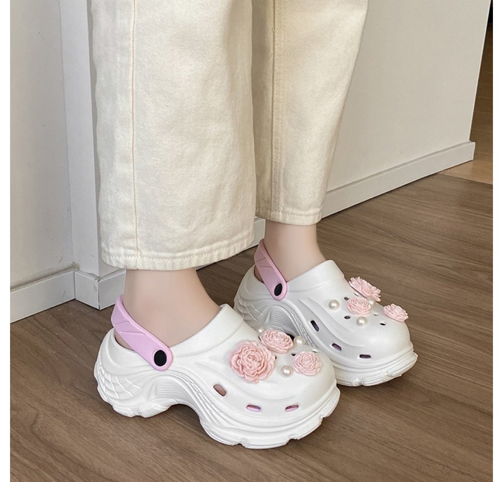 HUSK'SWARE Damen Clogs mit Blumen & Perlen Clog (Süßes Blumen-Design, Leicht & bequem) Weiches & flexibles EVA-Material Rutschfeste Sohle – Bild 5 von 5