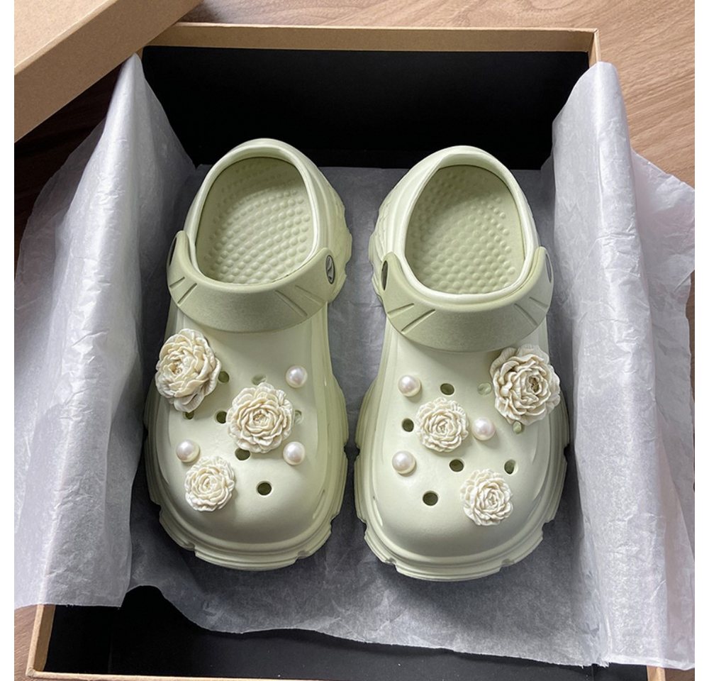 HUSK'SWARE Damen Clogs mit Blumen & Perlen Clog (Süßes Blumen-Design, Leicht & bequem) Weiches & flexibles EVA-Material Rutschfeste Sohle – Bild 3 von 5