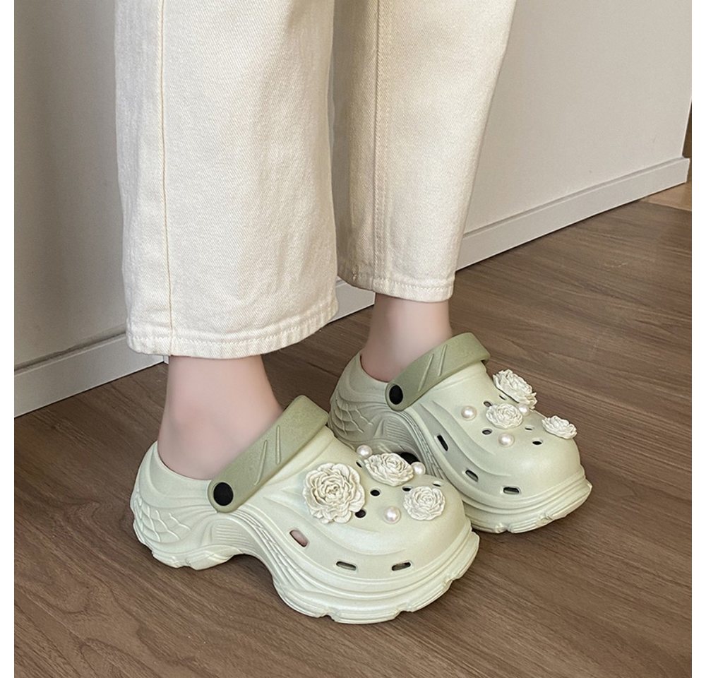 HUSK'SWARE Damen Clogs mit Blumen & Perlen Clog (Süßes Blumen-Design, Leicht & bequem) Weiches & flexibles EVA-Material Rutschfeste Sohle – Bild 5 von 5